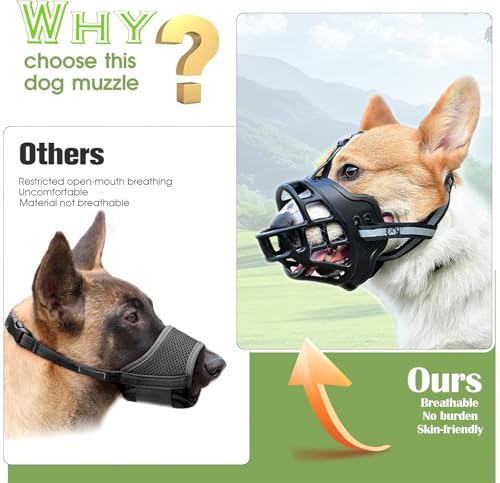 Dog Muzzle Anti Biting Mesh Soft Muzzles for Small Medium Large Dogs (S)