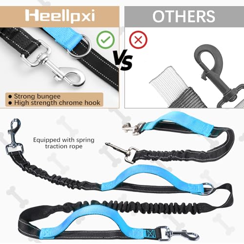 Hands Free Waist Leash with Pouch for Two Dogs (Blue)