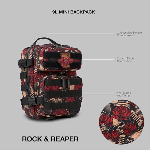 9L Mini Backpack 1000D Compact Gym EDC Bag (Rock & Reaper)