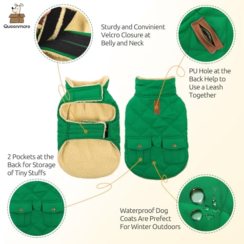 Warm Dog Coat Cold Weather Puffer Vest Quilting Winter Jacket (Small / Forest Green)