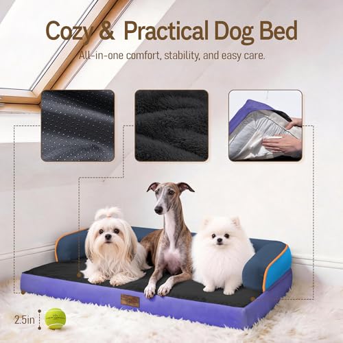 Orthopedic XL Dog Bed for Large and Extra Large Dogs (Electric Violet / 42"L x 30"W x 7.5"Th)