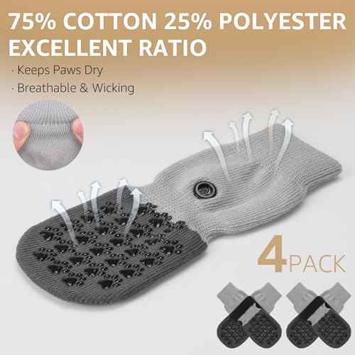 Anti Slip Dog Socks to Prevent Licking Paws for Hot (Gray Two Color(Pack of 4) / Medium)