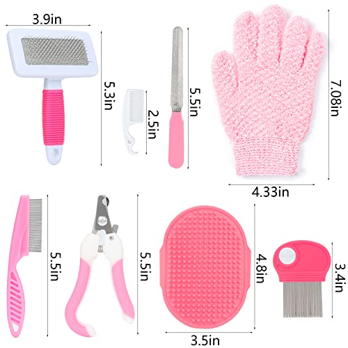 Pink Small Animal Grooming Kit with Nail Clipper (Pink)