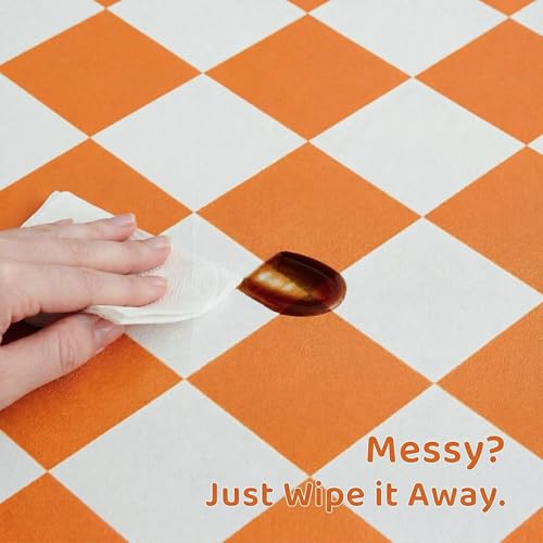 Checkered Dog Feeding Mat (19"L x 12"W / Orange)