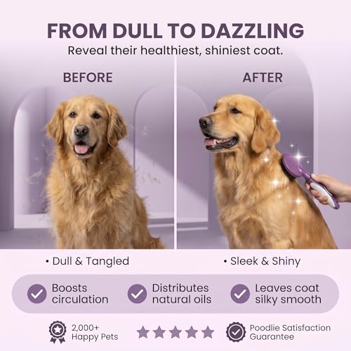 Round Bristle Pet Brush for Dogs and Cats (Purple)