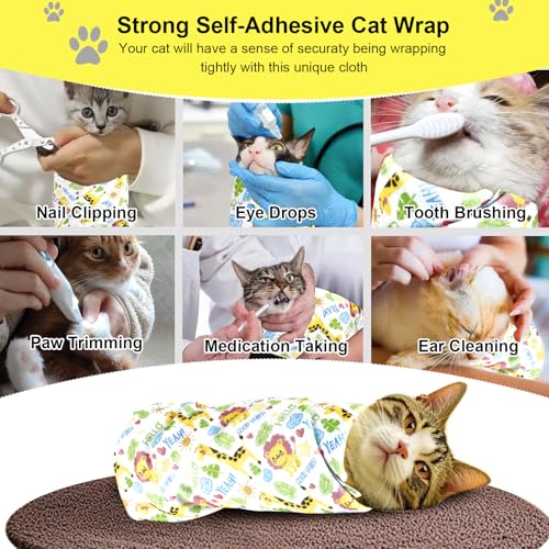 Cat Wrap for Cutting Nails and Grooming (Giraffe Lion Style)