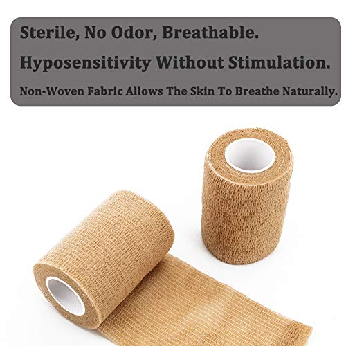 12 Rolls Elastic Self Adhesive Bandage Wrap 3 Inch (3 Inch-12 Count Tan)