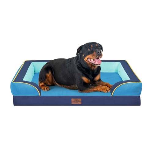 Orthopedic Dog Bed for Extra Large Dogs with Bolster (45.0"L x 35.0"W x 8.5"Th / New Jersey)