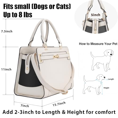 Fashion Pet Carrier Dog Cat Carrier Purse Soft (Beige)
