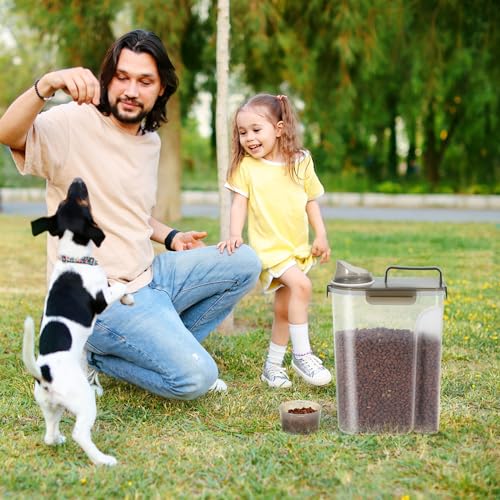 5 7Lbs Dog Cat Food Storage Container with Upgraded Large Nozzle BPA (Clear Brown / 5L-1pack)