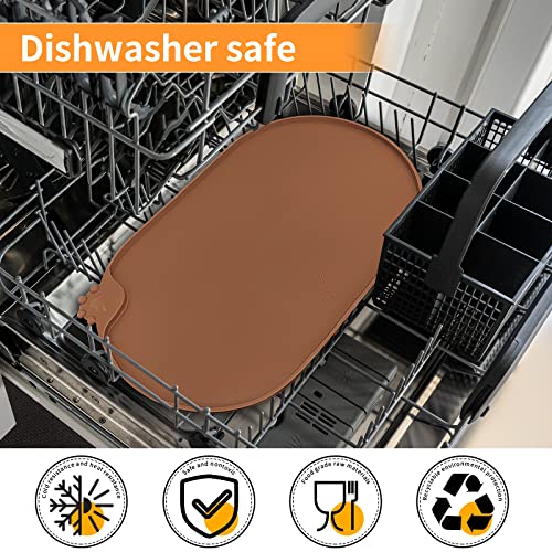 Silicone Pet Placemat (Brown / 24"L x 16"W)