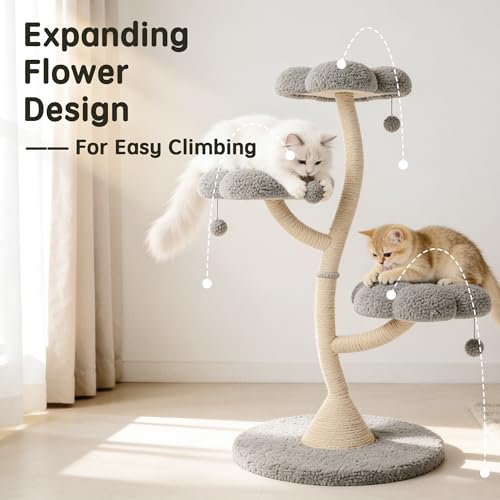 48" Flower Cat Tree (Gray-3 Tiers)