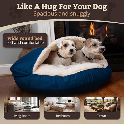 Cozy Cave Dog Bed (35.0"L x 35.0"W x 8.0"Th / Sapphire)