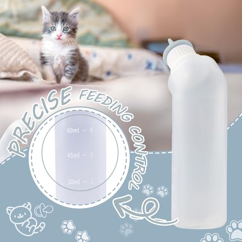 5Pack Kitten Bottle for Nursing Puppy Milk Kitten Bottles Feeding Kit Silicone Nipple for Newborn Pets Kittens
