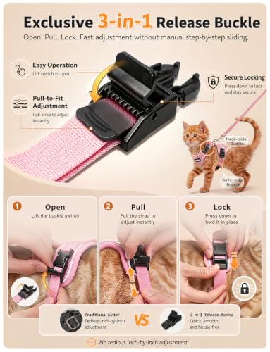 Cat Harness and Leash Set (H600 Pro Pink / Medium (13-18lb))