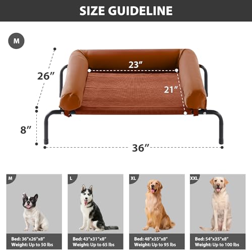 Elevated Cooling Dog Cot Bed (Caramel / 36.0"L x 26.0"W x 8.0"Th)