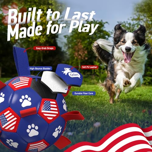 Dog Toys Soccer Ball with Straps (Flag / 8 Inch)