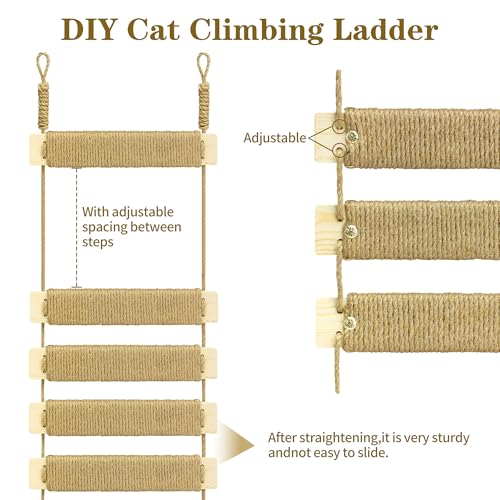 Adjustable Cat Ladder & Bridge (Upgraded Adjustable Natural Wood-20in / 20in)