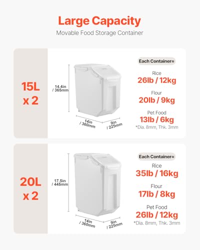 Rice Storage Container (4.5 Gallon*2+3.5Gallon*2)