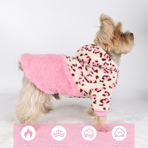 Dog Sweaters for Small Dogs (Medium (Chest 16.1in) / Pink leopard)