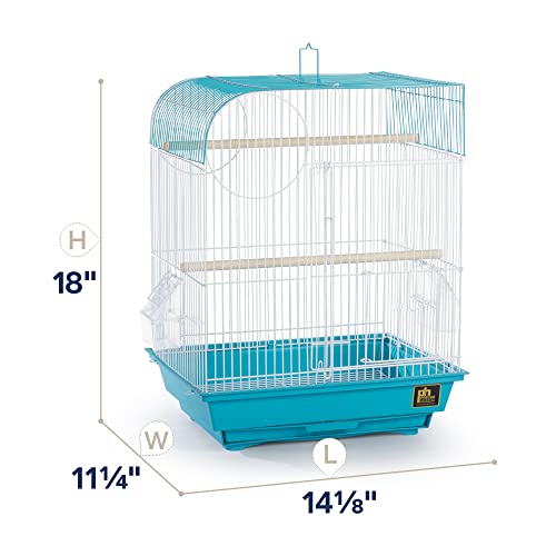 South Beach Flat Top Bird Cage Minimal Assembly (Teal / 10.6"L x 0.5"W x 18.0"H)
