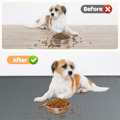 Dog Food Mat 57''x40'' Extra Large Dog Mat for Food and Water (57"L x 40"W / Dark Grey)