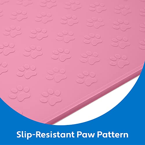 100% Waterproof Dog Food Mat (Bright Pink / 18"L x 12"W)