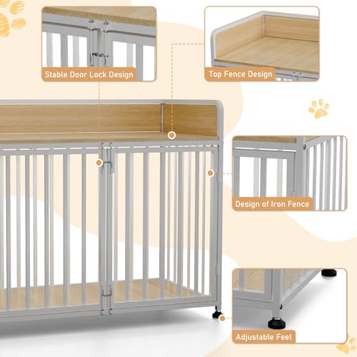 Furniture Style Dog Crate (Nature Wood & White)