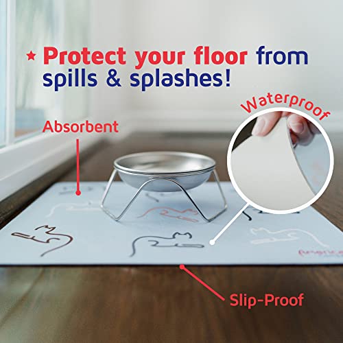 Cat Feeding Mat by Americat for Cat Food & Water Bowls