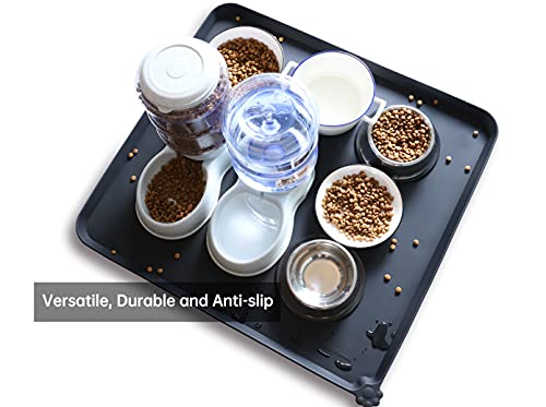 XX Large Silicone Pet Food Mats (28"L x 26"W / Black)