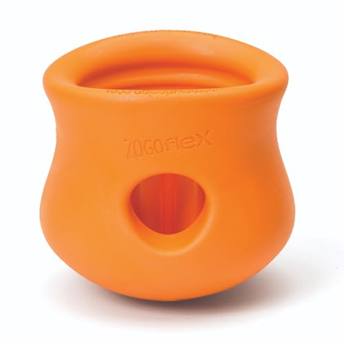 Zogoflex Toppl Interactive Treat Dispensing Puzzle Dog Toy for Mental Stimulation & Enrichment (Small / Tangerine)