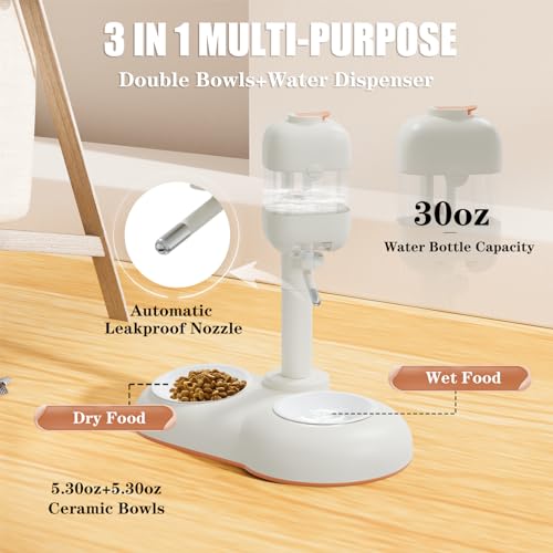 Pet Bowls with Weaning Bottles (White)