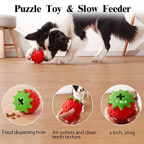 Dog Chew Toys for Aggressive Chewers Rubber Squeaky Dog Toy 3 Pack (colorful fruit set)