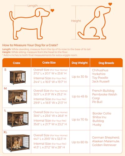 44.1" Dog Crate Furniture (Rustic Brown / 44.1"L x 29.5"W x 32.3"H)