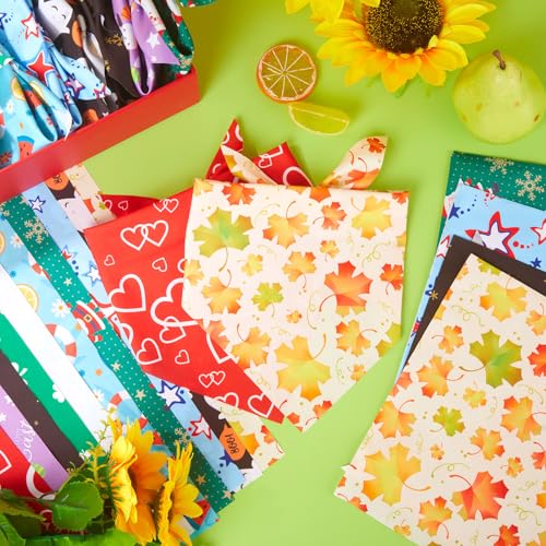 50 Pcs Holiday Dog Bandanas Bulk for Fall Autumn (Holiday / 25.6 x 17.7 x 17.7 Inch)