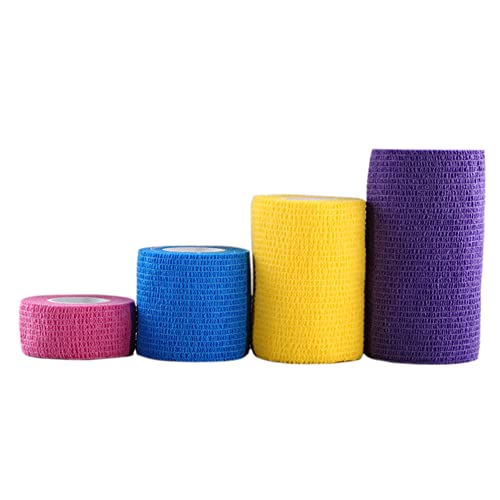6 Pack 4" x 5 Yards Self Adhesive Bandage Wrap Breathable Cohesive Vet Wrap for Pets (4 Inch / Mixed Colors)