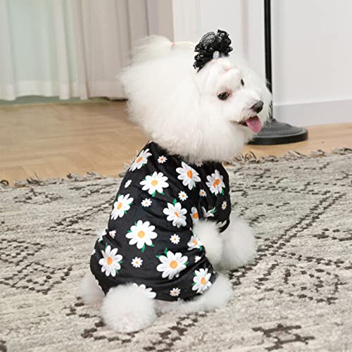 Small Dogs Outfit Soft Puppy Onesies Pjs Dog Pajamas Pet Coat Cat Apparel Comfy Doggie Jumpsuit Bodysuit for All Seasons P221S (Daisy / Small)