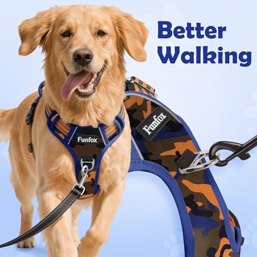 Dog Harness No Pull (Camo Orange / Large)