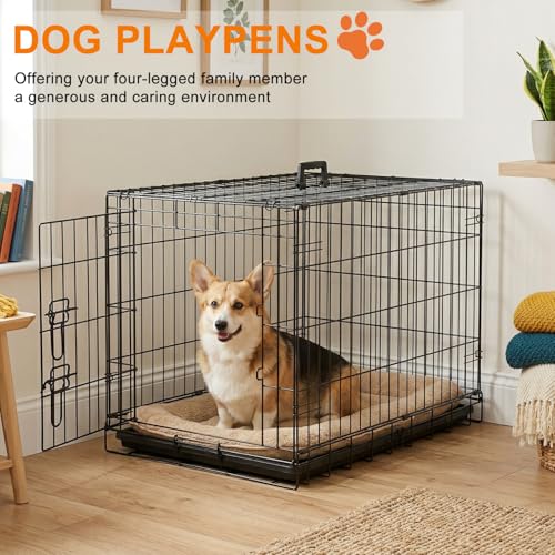 30" Foldable Metal Dog Crate (Black)