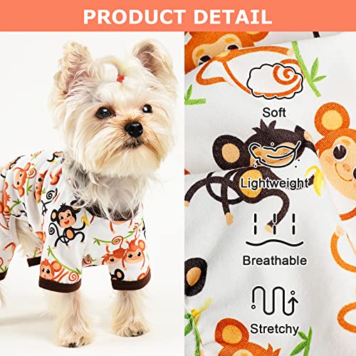Dog Pajamas Pjs Spring Summer Dog Clothes for Small Dogs Girl (Cute Monkey / X-Small（1-2 lb))
