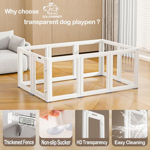 Clear Acrylic Dog Playpen Transparent Dog Playpen Indoor (White / 24"H)
