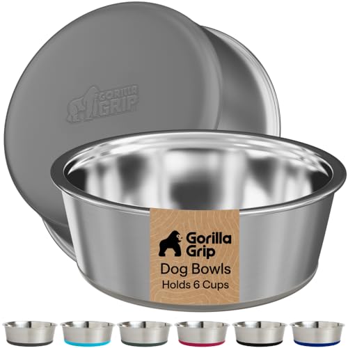 Dog Bowls Food Grade Stainless Steel (Gray / 6 Cup (Set of 2))