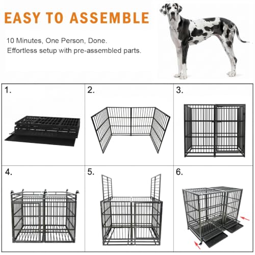 54 Inch Heavy Duty Dog Crate Cage with Divider (Black)