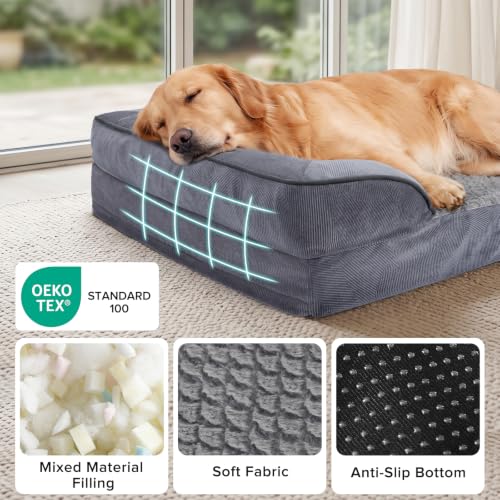 Jumbo Orthopedic Dog Bed for Extra Large Dogs (Dark Grey / XL-PLUS (45"x 32"x 7.5"))