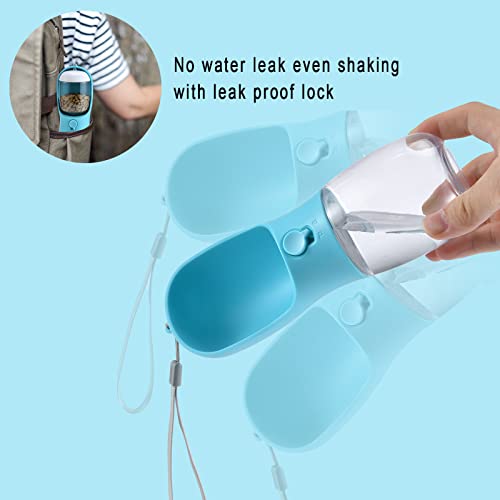 Dog Water Bottle Portable with Food Container & Filter for Travel (#02 Indigo / 19oz)