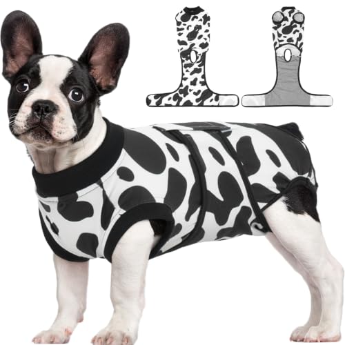 Recovery Suit for Dogs Cats (X-small (Back:8.3-11.4'', Weight:4-7 Lb) / Cow Splash)