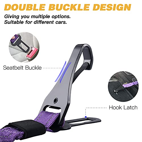 Dog Seat Belt for Car (Set Black+Purple)