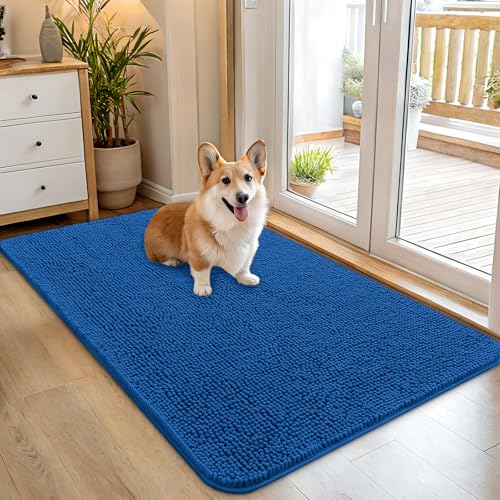 Dog Door Mat for Muddy Paws 45x27 (Deep Navy Blue / 45" X 27")