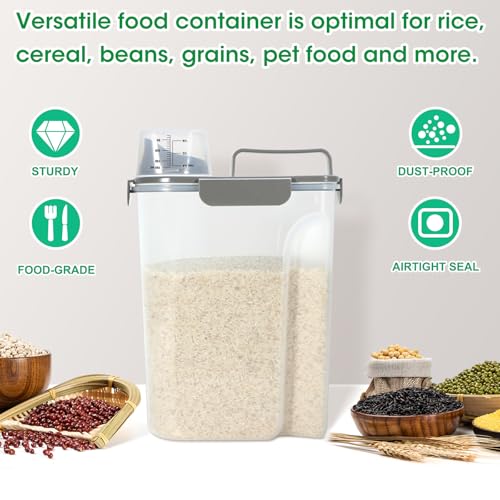Airtight Rice Container 10 Lbs (6Qt-Grey)