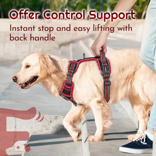 Dog Harness No Pull for Large Dogs (Large / Black & Red)